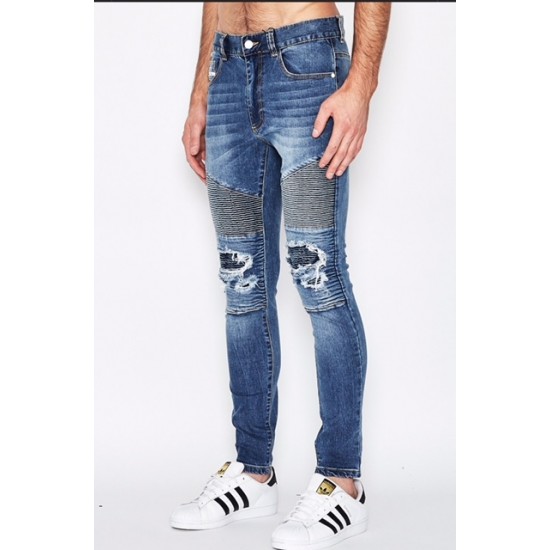 NENA PASADENA COMBINATION SLIM BIKER JEAN Milwaukee Blue
