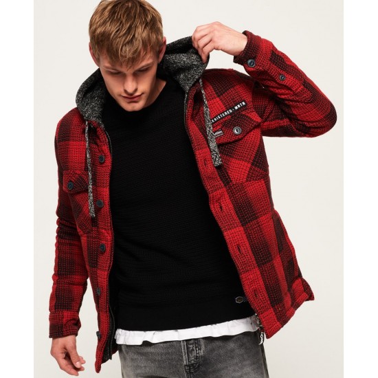 Superdry Everest Storm Hooded Jacket Rigger Red Check