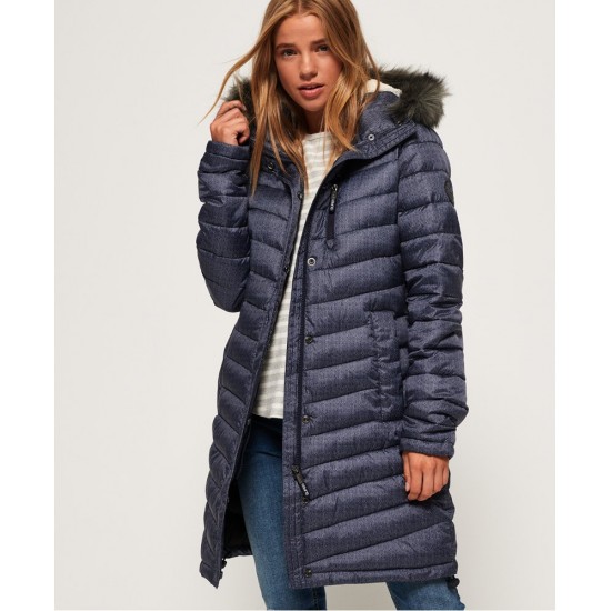 Superdry Chevron Faux Fur Super Fuji Charcoal Micro Dogtooth