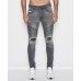 Nena Pasadena Combination Slim Biker Jean Grey Trash