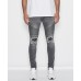 Nena Pasadena Combination Slim Biker Jean Grey Trash