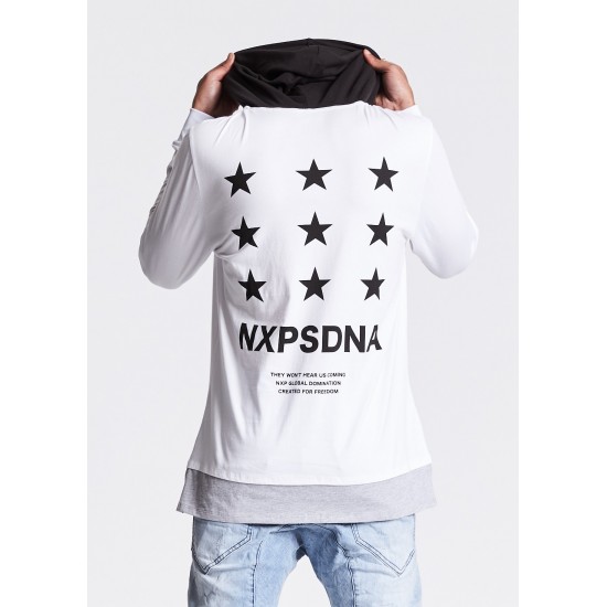 Nena Pasadena After Forever L/S layered Hem Tee Blk/Wht/Grey