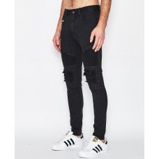 Nena Pasadena Combination Slim Biker Jean Jet Black