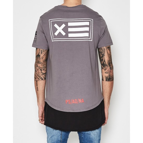 Nena Pasadena Black Out Multi Layered Tee Charcoal