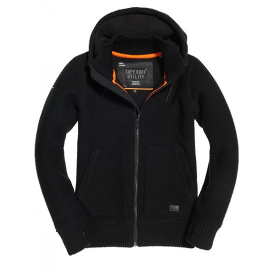 Superdry Stockholm Bonded Black Zip Thru Hood