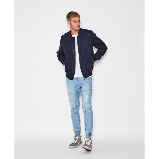 Kiss Chacey Brooklyn Bomber Jacket- Washed Indigo