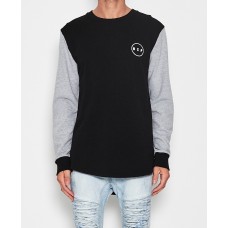 Nena Pasadena Evil Minds Curved Hem Sweater Black/Grey Marle