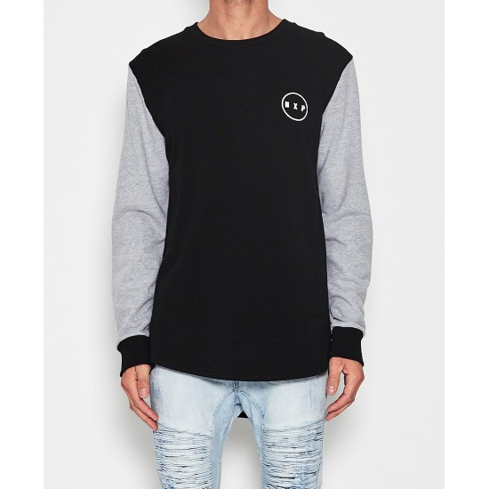 Nena Pasadena Evil Minds Curved Hem Sweater Black/Grey Marle