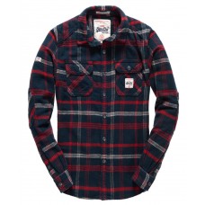 Superdry Milled Flannel Shirt Niagra Midnight Check