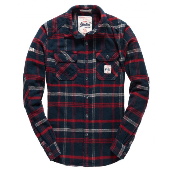 Superdry Milled Flannel Shirt Niagra Midnight Check