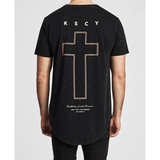 Kiss Chacey Forever Dual Curved Hem Tee Acid Black