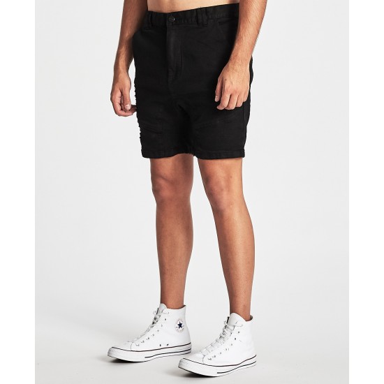 Nena Pasadena Flight Short Distressed Jet Black