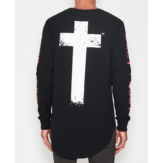 Kiss Chacey Judgement L/S Curved Hem Tee Jet Black