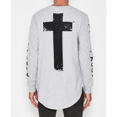 Kiss Chacey Judgement L/S Curved Hem Tee Gunmetal