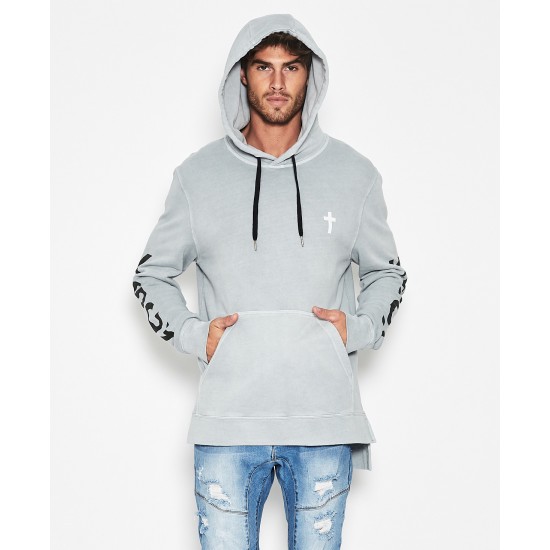 Kiss Chacey Incomplete Step Hem Hooded Sweatshirt Quarry