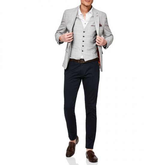 Politix Lima Blazer Light Grey Check