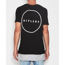 Nena Pasadena Buried Layered Hem T-Shirt Jet Black