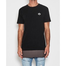 Nena Pasadena Crucial Layered Hem T-Shirt Acid Black