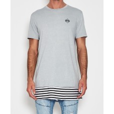 Nena Pasadena Crucial Layered Hem T-Shirt Acid Grey
