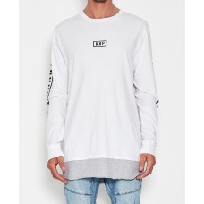 Nena Pasadena Entry Long SLeeve Layered Hem T-Shirt White