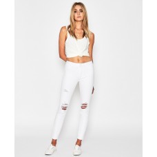 Nena Pasadena Women's Skinny Jean Destroyed White