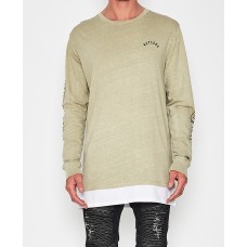 Nena Pasadena Revenge L/S Layered Hem Tee Pigment Khaki