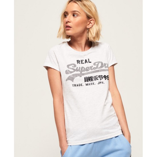 Superdry Vintage Logo Rhinestone Entry Tee Ice Marle