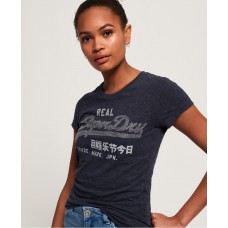 Superdry Vintage Logo Rhinestone Entry Tee Mood Indigo Marle