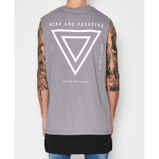 Nena Pasadena Sabotage Layered Hem Muscle Tee Storm Front