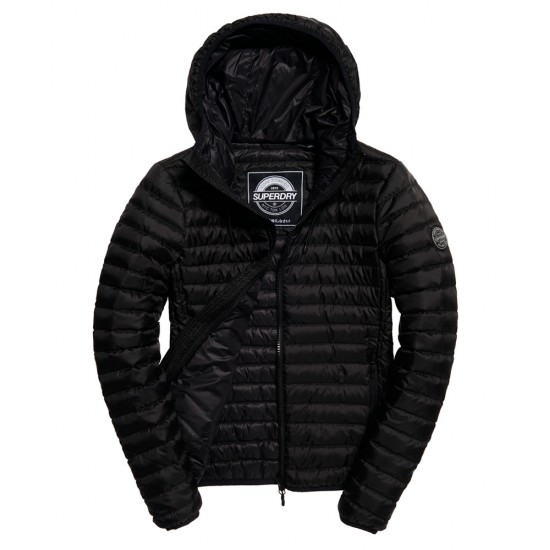 Superdry Core Down Hooded Jacket Black