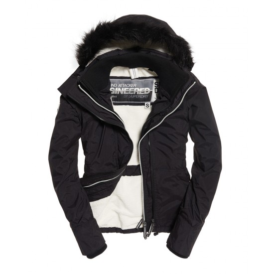 Superdry Hood Fur Sherpa Wind Attacker Black/Ecru