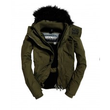 Superdry Hood Fur Sherpa Wind Attacker Khaki/Black