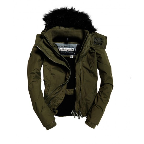 Superdry Hood Fur Sherpa Wind Attacker Khaki/Black