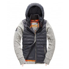 Superdry Storm Hybrid Zip Hoodie Grey Grit