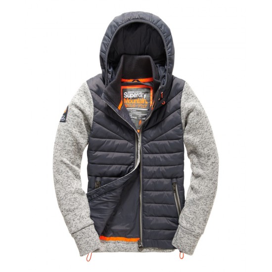 Superdry Storm Hybrid Zip Hoodie Grey Grit