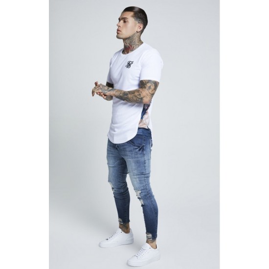 Sik Silk Curved Hem Slide Tee White