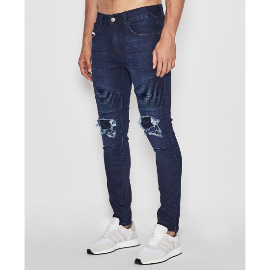 Nena Pasadena Combination Slim Biker Jean Midnight Trash