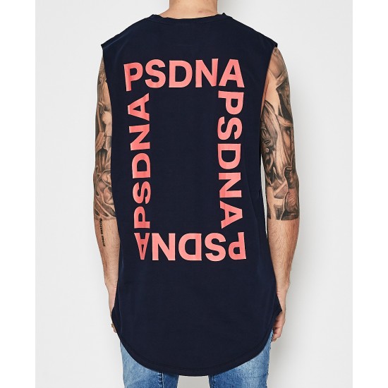 Nena Pasadena Slow Down Cape Back Muscle Tee Pigment Navy