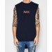 Nena Pasadena Slow Down Cape Back Muscle Tee Pigment Navy