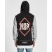 Nena Pasadena Tears Hooded Layered Hem T-Shirt Black/Grey Marle