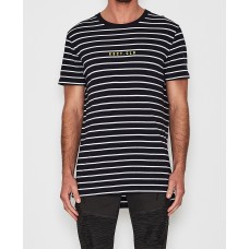 Kiss Chacey Tidal Step Hem Tee White/Navy Stripe