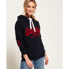 Superdry Vintage Logo Emboss Flock Entry Hood Eclipse Navy