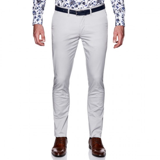 Politix Winsor Slim Tap Chino New Grey